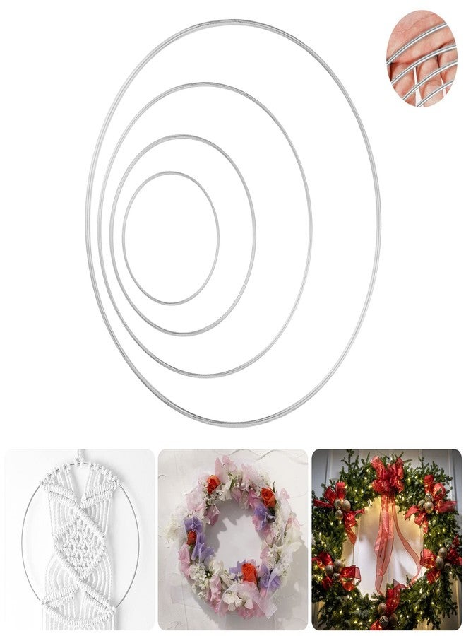 LULARINE 8 Pack Large Metal Floral Hoop Wreath Macrame Silver Hoop Rings(6 Inch8 Inch10 Inch 12 Inch) for Making Wedding Wreath Decor and DIY Dream Catcher Wall Hanging Crafts-Silver - Image 4